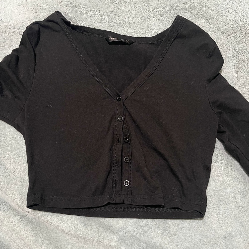 Shein long sleeve cropped button down
